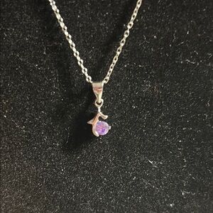 Elegant Silver Necklace with Purple Gemstone